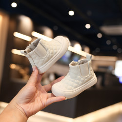 Sportmern儿童小皮靴女小童靴子软底婴儿学步鞋洋气短靴男童单靴