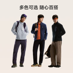 拓路者 波浪纹肌理透气抓绒衣男士立领外套秋季新款户外徒步加绒保暖内搭 黑色 XL