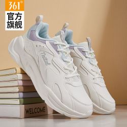 361° 女鞋运动鞋学生秋季新款女士皮面防水增高跑步鞋软底休闲鞋子