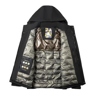 罗蒙 羊毛填充加厚可脱卸帽棉服 黑色 3XL