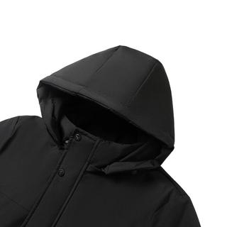 罗蒙 羊毛填充加厚可脱卸帽棉服 黑色 3XL