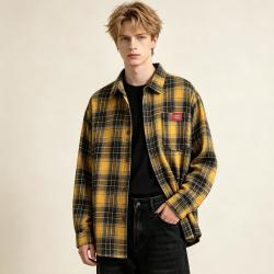 Dickies 松弛感早秋格纹长袖衬衫青少年宽松百搭潮流舒适休闲复古开衫外套