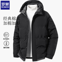 罗蒙 男士保暖加厚面包服防寒外套黑色