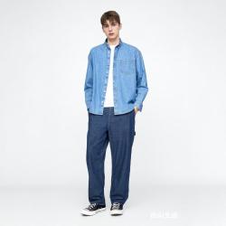 Gap 男装春季款工装无弹中腰柔软宽松阔腿牛仔裤美版683578