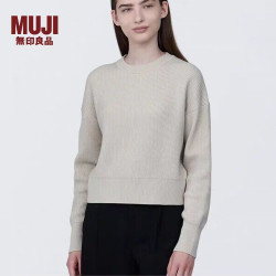 無印良品 MUJI 无印良品 MUJI 女式棱纹编织圆领短款针织衫长袖女款女装毛衣