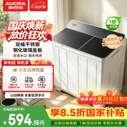 澳柯玛 12公斤半自动洗衣机老式双桶双缸洗衣机 双不锈钢内桶 家用大容量一级能效京东自营