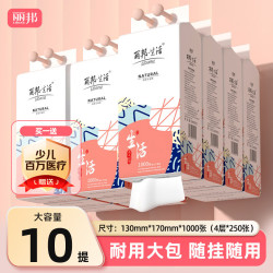 丽邦 悬挂式抽纸 4层1000张10提  实惠整箱装批发餐厅家用纸巾