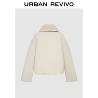 URBAN REVIVO UWH160040 羊羔毛领拼接 裸杏色 S 女士棉服