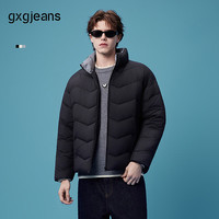 gxgjeans 多色波浪绗缝保暖宽松轻薄立领棉服外套男 26冬热卖 黑色 L