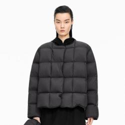 江南布衣 冬羽绒服宽松围巾领长袖外套女