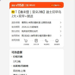 上海迪士尼乐园 T 喜来登｜亚朵 2晚 迪士尼早鸟 双早+接送 原价1512元 现价1158元