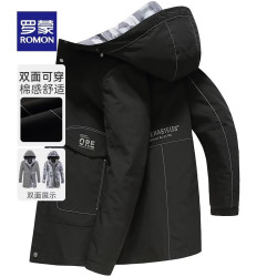 罗蒙 男士休闲夹克秋季新款中青年时尚休闲百搭外套男 S1J010211黑色  M