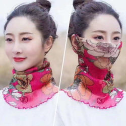 围脖女套头夏季薄款丝巾百变小丝巾护脖子百搭脖套口罩多功能纱巾