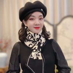 千鸟格针织小围巾130*13cm女秋冬加厚保暖围巾百搭时尚护颈围脖