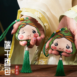 端午节艾草香包挂饰手工diy材料包卡通表情粽子香囊挂件随身香袋