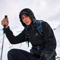 户外徒步:拓路者 硬壳单冲男户外旅行登山服防风防水外套春季夹克 墨脱黑 M