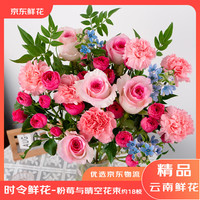 京东鲜花 花束玫瑰康乃馨15-19枝