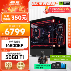 华硕 电竞游戏性能 台式组装电脑主机+RTX4060Ti显卡+i7 13700KF处理器  Core i5-13600KF RTX 5060Ti 512GB 16GB