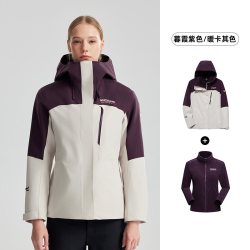 诺诗兰 抓绒三合一冲锋衣女户外运动防风防水徒步登山服