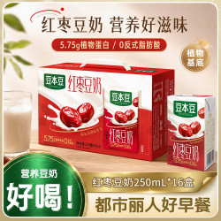 豆本豆 唯甄红枣豆奶蛋白饮品风味早餐奶250ml*16盒整箱