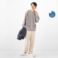 無印良品 MUJI 无印良品 男式 防紫外线华夫格圆领长袖T恤防晒服打底衫男士男装上衣秋季