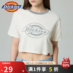Dickies 5折]弹力修身短款T恤 前胸LOGO印花女式短袖 DK0A88E6 白鹭白