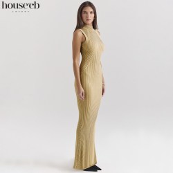 HOUSE OF CB 千金风金属螺纹超长连衣裙Emmie