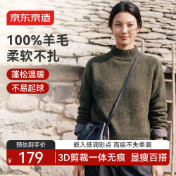 京东京造 羊毛衫女士毛衣针织衫100%羊毛彩点纱女装秋新款 藻绿M