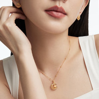 周大福 满天星光珠黄金项链女40cm约3.05g EOF1627生日礼物