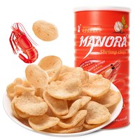 宅家食光：玛努拉 泰国进口香酥虾蟹味木薯片大罐装芥末膨化零食小吃