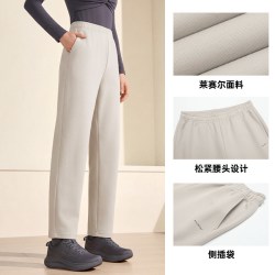 361° 361运动裤卫裤女2025秋冬宽松加绒针织长裤束脚休闲裤跑步裤