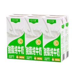 法乐福 脱脂纯牛奶1L*12盒