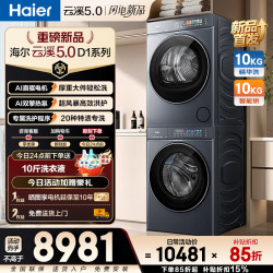 海尔 云溪5.0 D1系列 XQG100-BLE7AD1U1+GA100-SZ7AD3U1 热泵式洗烘套装 极夜灰