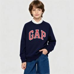 Gap 男女童2026秋季款logo胶印圆领抓绒卫衣儿童装3SS623042