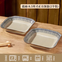 瀚宸 蓝雨 釉下彩陶瓷 8英寸方盘2个装 碗
