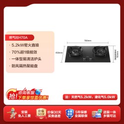 海尔 JZT-H70A(12T)天然气燃气灶双灶 5.2kw