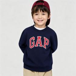 Gap 男女童2026秋季款logo胶印圆领抓绒卫衣儿童装3SS623042