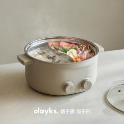 欧莱克 立时电火锅家用鸳鸯锅304不锈钢0涂层电煮锅6L大容量电热锅