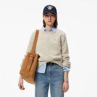 TEENIE WEENIE 女式毛衣小熊花纱毛衣春秋季简约圆领绵羊毛混纺基础款针织衫女