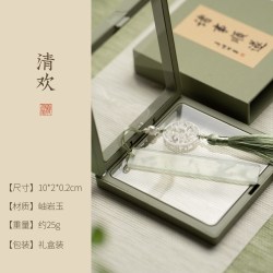 善琏湖笔 玉石书签古典新中式古风岫岩玉高档精致定制刻字禅意流苏文创礼盒创意国风学生纪念品生日教师节礼物