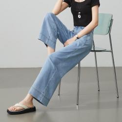 ESE-Y 垂坠含醋酸牛仔裤女26夏新显瘦九分直筒裤