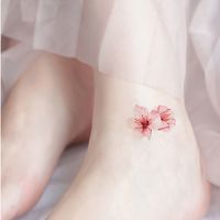 ins泫雅风桃花纹身贴小清新手臂少女防水持久仿真一次性花朵水贴