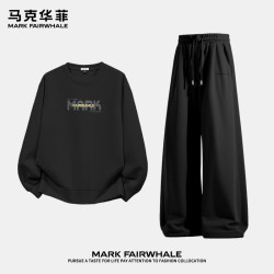 马克华菲 男士重磅圆领卫衣+弯刀阔腿卫裤   2件套