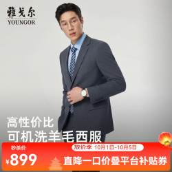 雅戈尔 VOTN210240DJA 可机洗羊毛混纺 灰色 165/88A 男士西服
