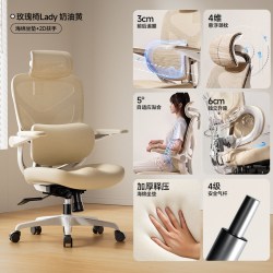 爱果乐 人体工学椅玫瑰椅女生电脑椅家用办公椅子舒适久坐电竞座椅