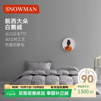 斯诺曼 抑菌羽绒被芯静音90%白鹅绒被子 冬被2.0*2.3m充830g灰色 灰色（90%白鹅绒冬被） 200cm*230cm