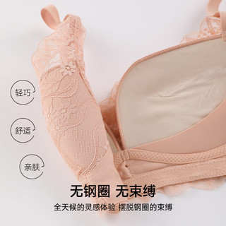 香蜜闺秀 舒适蕾丝调整型聚拢文胸 奶咖 70B