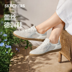 斯凯奇 女鞋秋季蕾丝德训鞋舒适透气百搭休闲板鞋185350 自然色/NAT 37.5