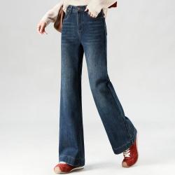FOREVER 21 秋季时尚微喇牛仔裤女高腰显瘦显高美式百搭休闲直筒裤