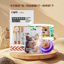 卡尔 猫咪零食猫罐头湿粮 卡尔猫条15g*5支+鸡丝猫罐80g*2+天舔乐*1
